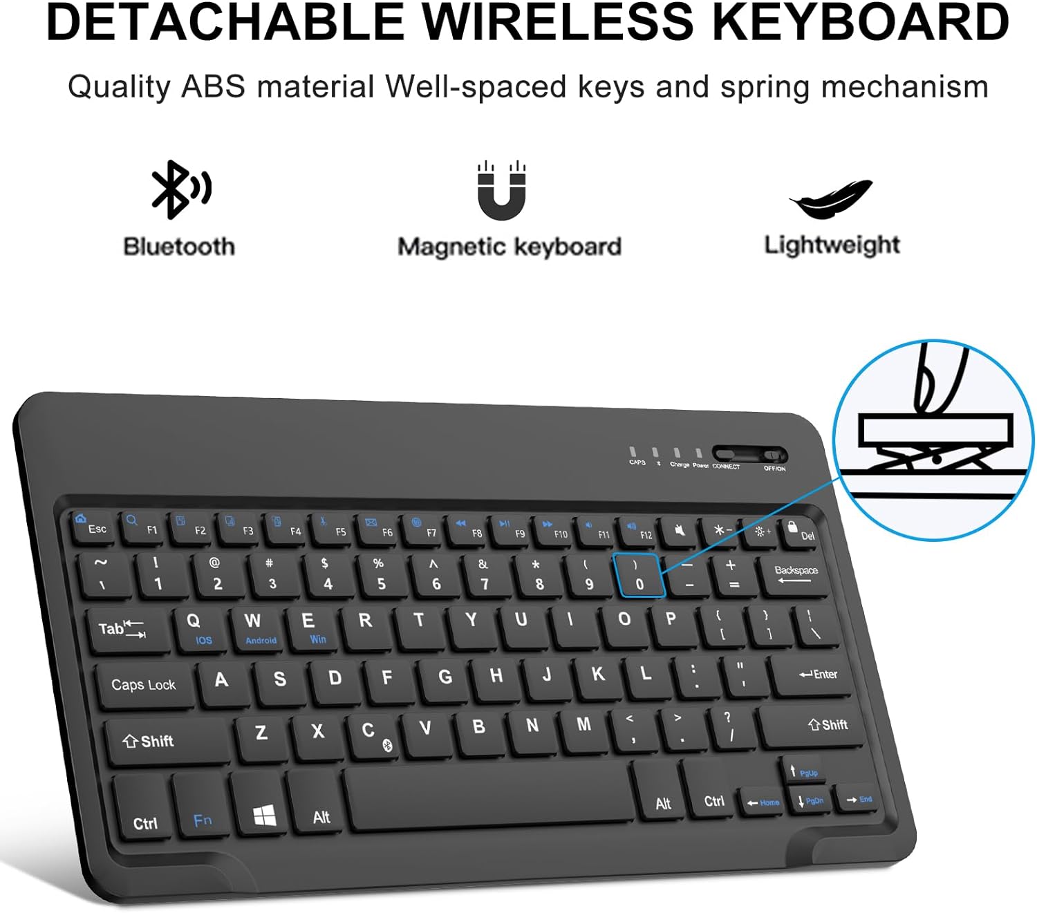 Slim Folio Smart Keyboard Case Cover with Detachable Wireless Bluetooth Keyboard for Apple iPad Air 4 (2020) – Black