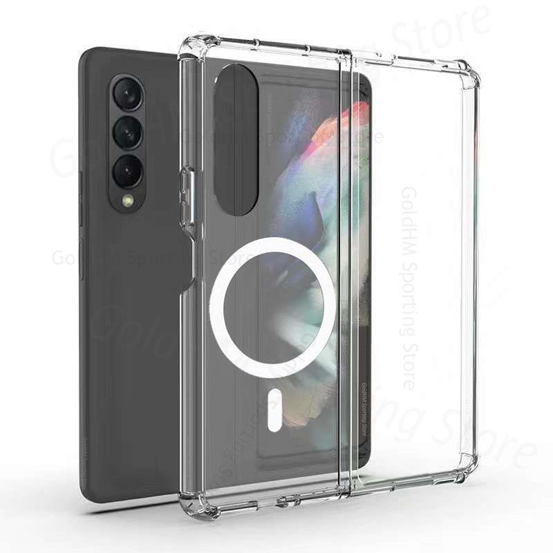 Clear Magnetic with Built-in-magnets Shockproof Protective Slim Soft TPU MagSafe Compatible Transparent Case Cover for Samsung Galaxy Z Fold4