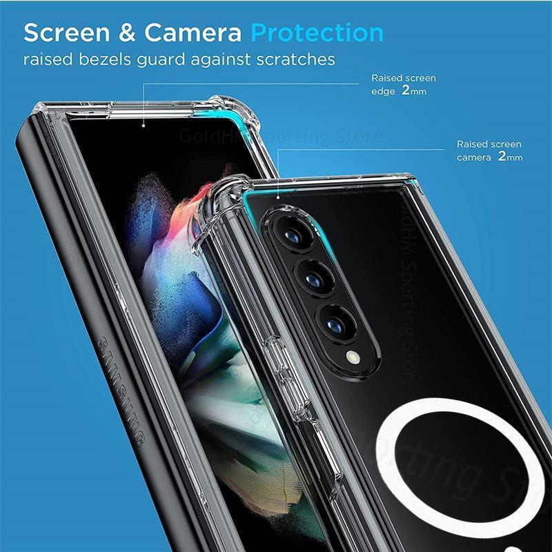 Clear Magnetic with Built-in-magnets Shockproof Protective Slim Soft TPU MagSafe Compatible Transparent Case Cover for Samsung Galaxy Z Fold4