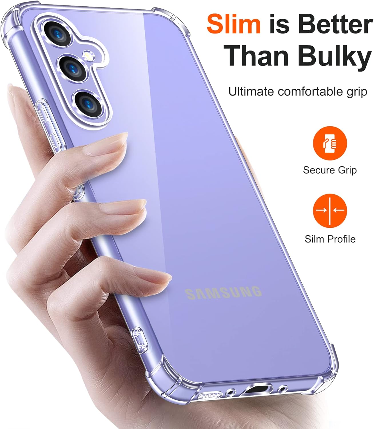 Clear Transparent Anti-yellowing TPU Shock absorbing/Drop Protection with Microdot Technology Cover Case for Samsung Galaxy A54