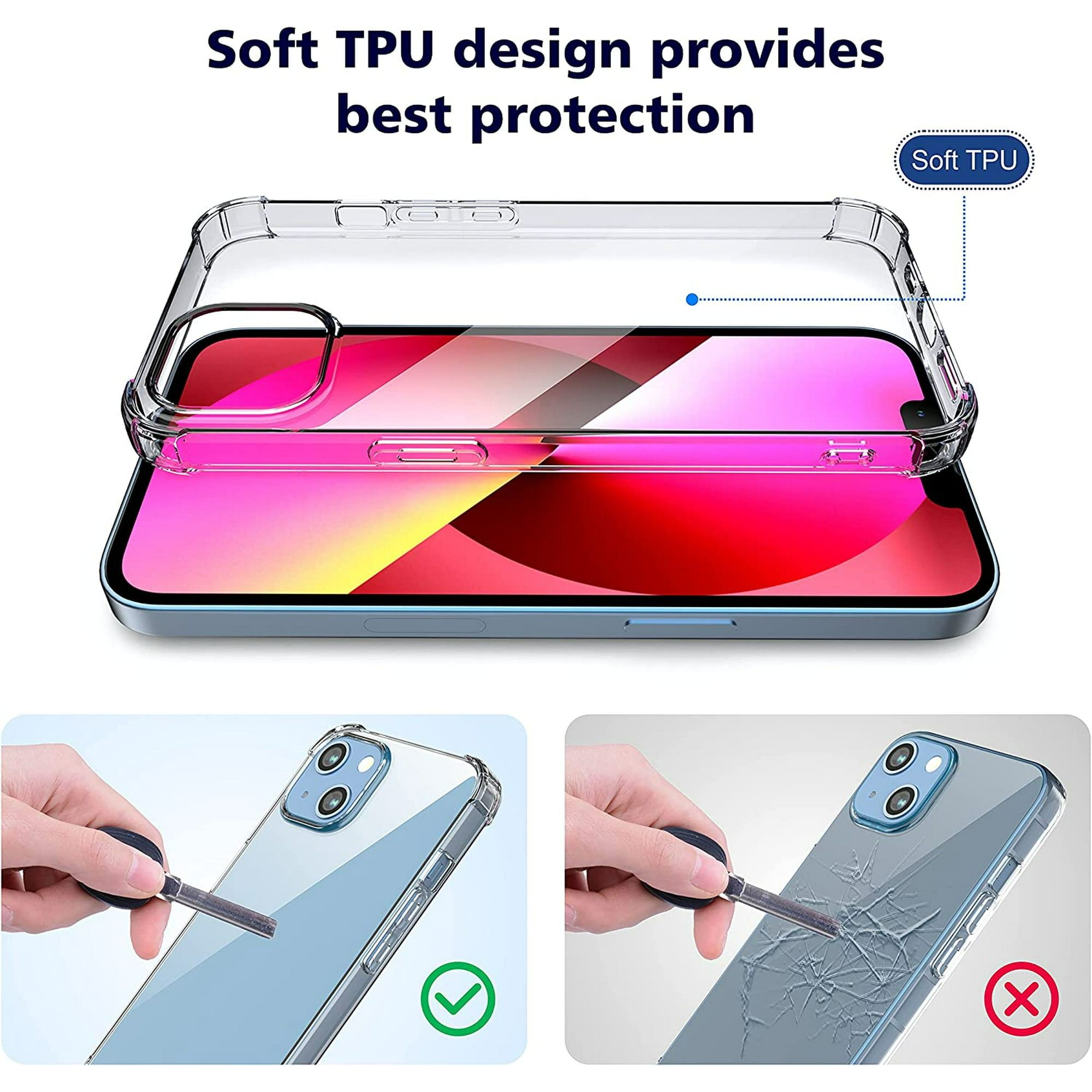 Clear Transparent Anti-yellowing TPU Shock absorbing/Drop Protection with Microdot Technology Cover Case for Apple iPhone 14 Plus