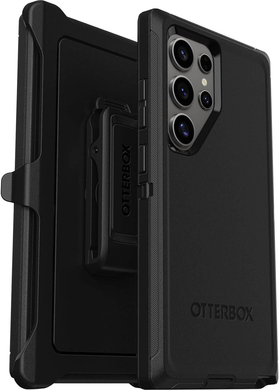 OtterBox Defender Series Case - BLACK, rugged & durable, shockproof with port protection, includes holster clip kickstand for Samsung Galaxy S24 Ultra