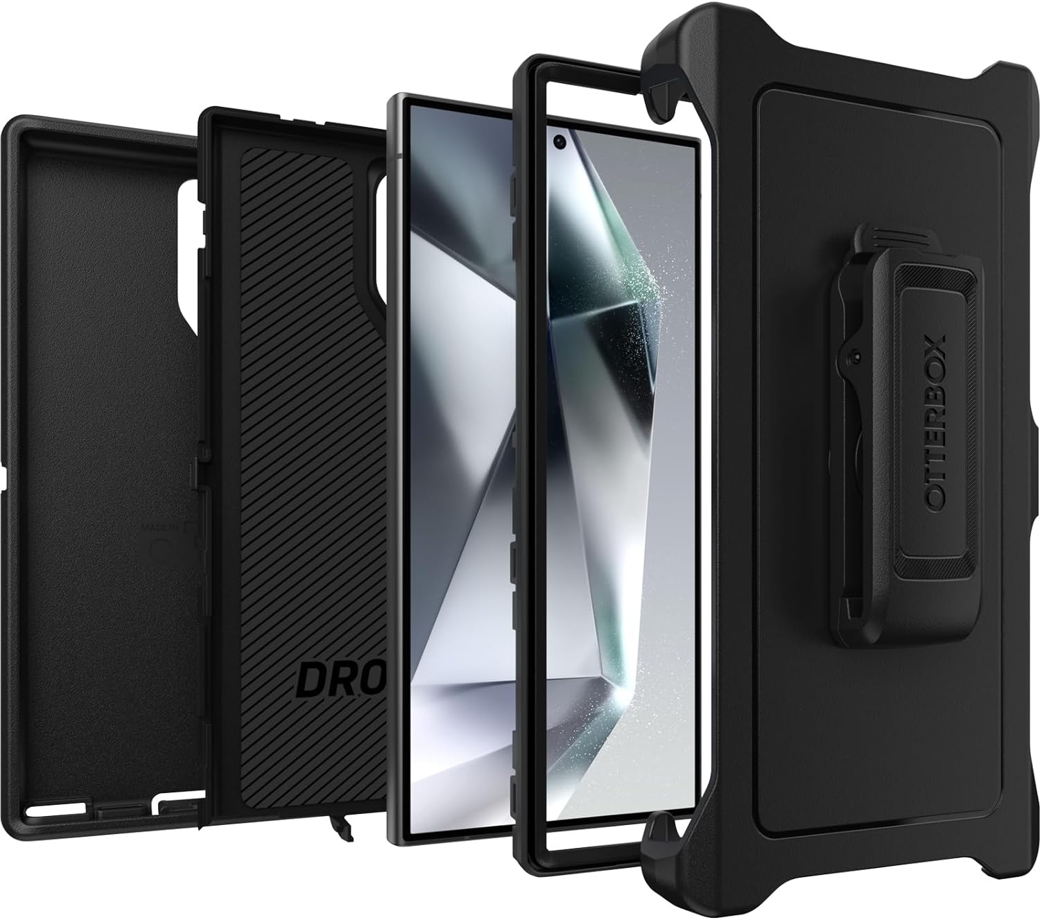 OtterBox Defender Series Case - BLACK, rugged & durable, shockproof with port protection, includes holster clip kickstand for Samsung Galaxy S23 Ultra