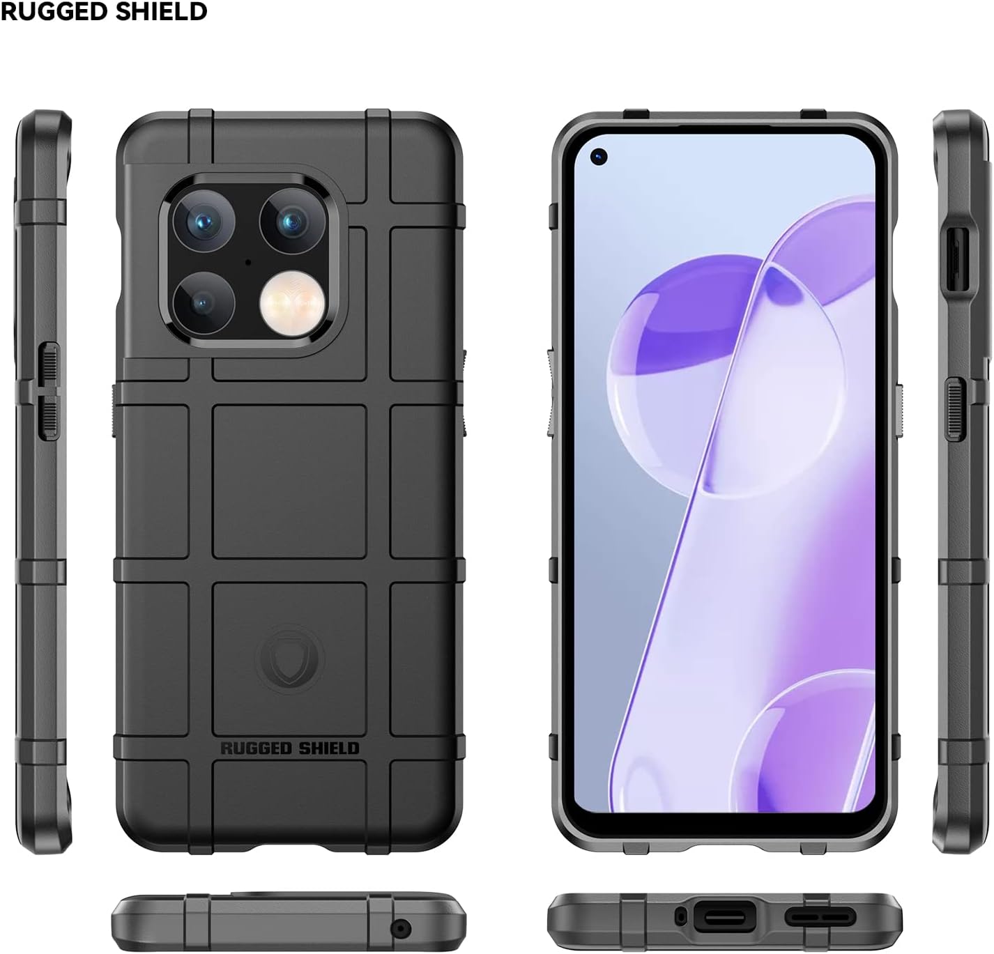 Rugged Shield Full Cover Drop-Tested Shockproof Slim Case with Military Grade Tactical Armor TPU Soft Case for OnePlus 10 Pro
