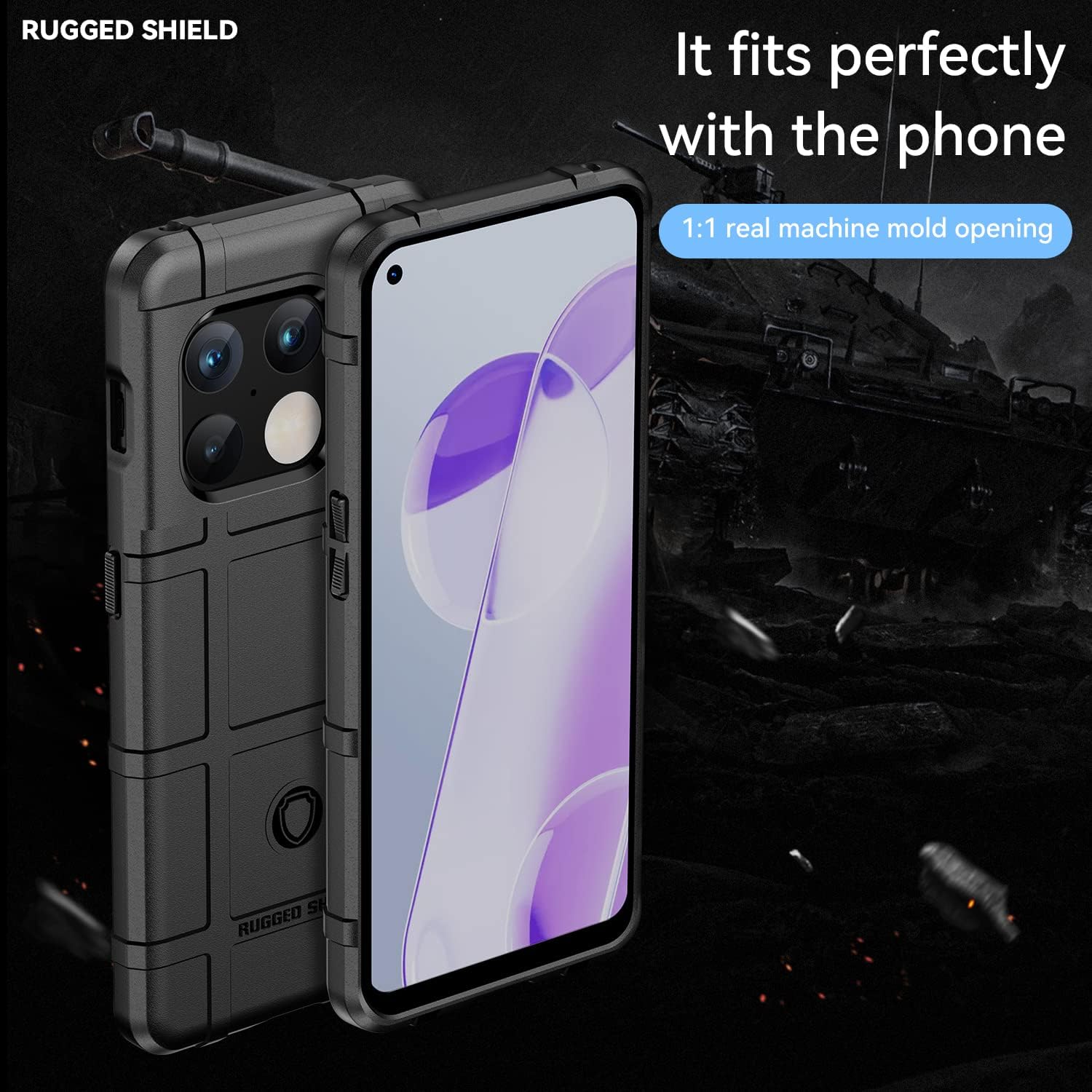 Rugged Shield Full Cover Drop-Tested Shockproof Slim Case with Military Grade Tactical Armor TPU Soft Case for OnePlus 10 Pro