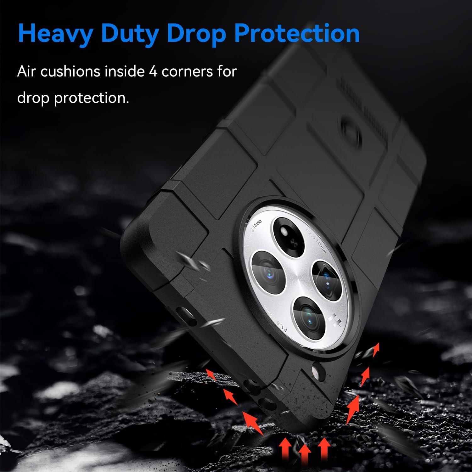 Rugged Shield Full Cover Drop-Tested Shockproof Slim Case with Military Grade Tactical Armor TPU Soft Case for OnePlus 12