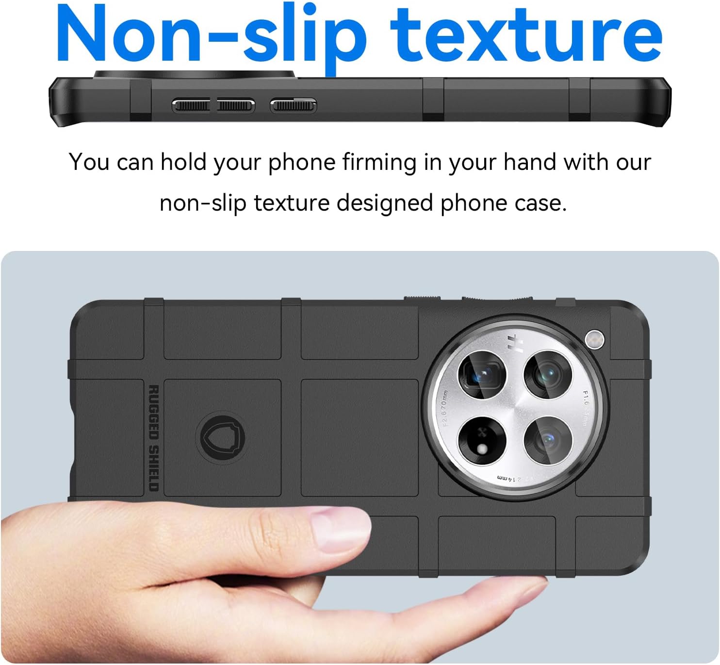 Rugged Shield Full Cover Drop-Tested Shockproof Slim Case with Military Grade Tactical Armor TPU Soft Case for OnePlus 12