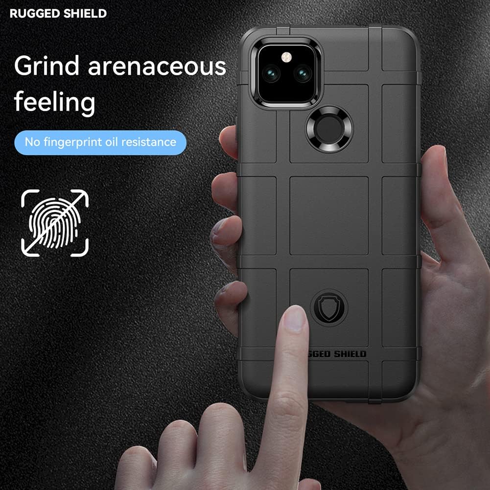 Rugged Shield Full Cover Drop-Tested Shockproof Slim Case with Military Grade Tactical Armor TPU Soft Case for Google Pixel 5
