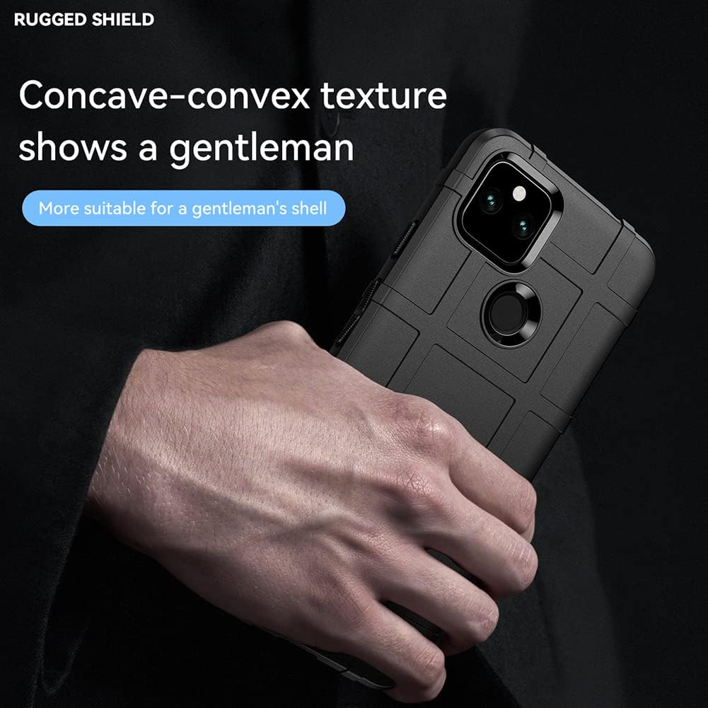 Rugged Shield Full Cover Drop-Tested Shockproof Slim Case with Military Grade Tactical Armor TPU Soft Case for Google Pixel 5