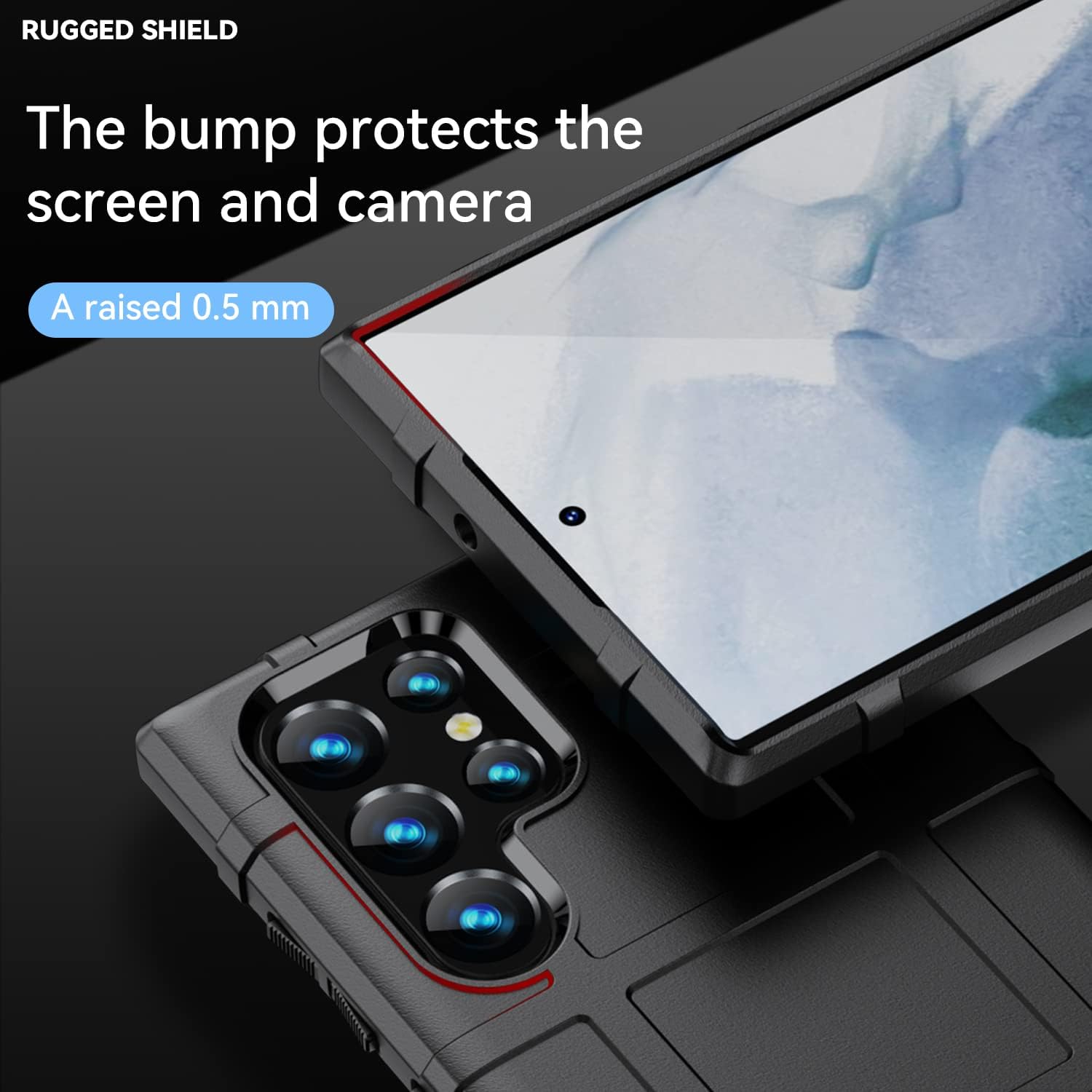 Rugged Shield Full Cover Drop-Tested Shockproof Slim Case with Military Grade Tactical Armor TPU Soft Case for Samsung Galaxy S23 Ultra