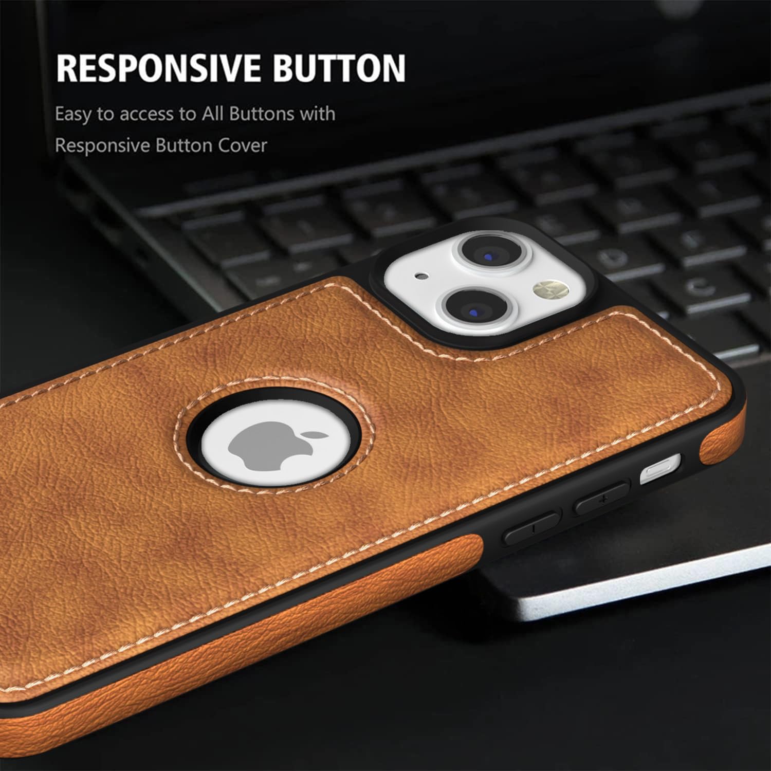Black/Brown Full Premium Business Luxury Classic Non-Slip Slim Grip PU Soft Leather Cover Case for iPhone 13 – Black, Brown