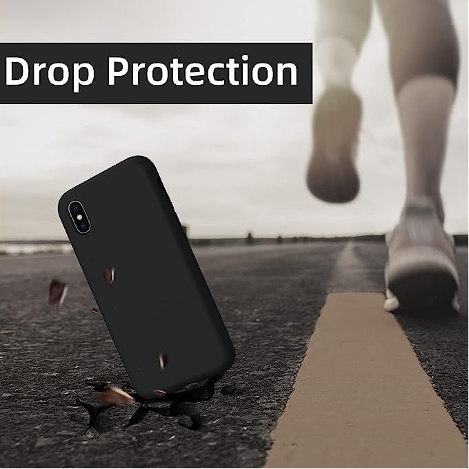 Black/Navy Blue Slim Liquid Silicone 3 Layers Full Covered Soft Gel Rubber Phone Cover Case for iPhone XS