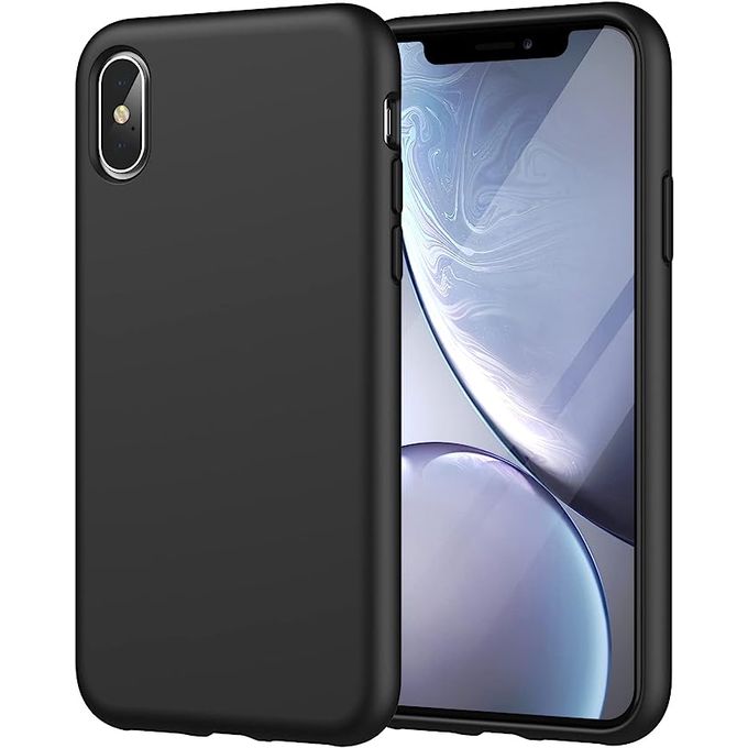 Black/Navy Blue Slim Liquid Silicone 3 Layers Full Covered Soft Gel Rubber Phone Cover Case for iPhone XS