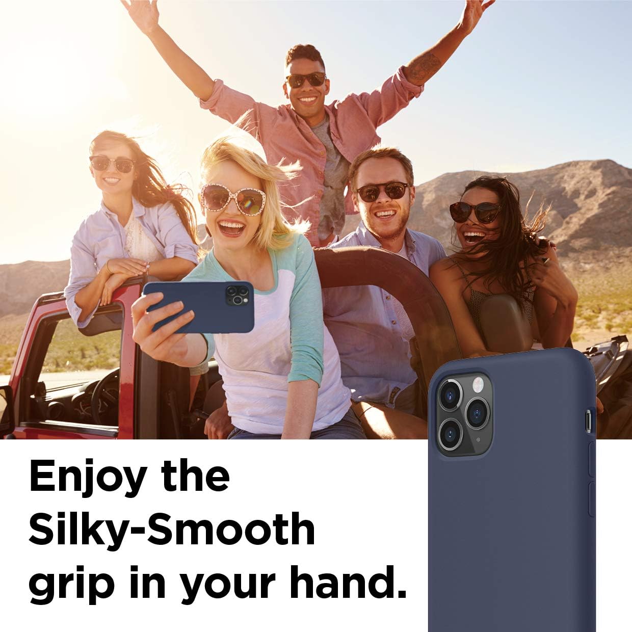 Black/Navy Blue Slim Liquid Silicone 3 Layers Full Covered Soft Gel Rubber Phone Cover Case for iPhone 11 Pro