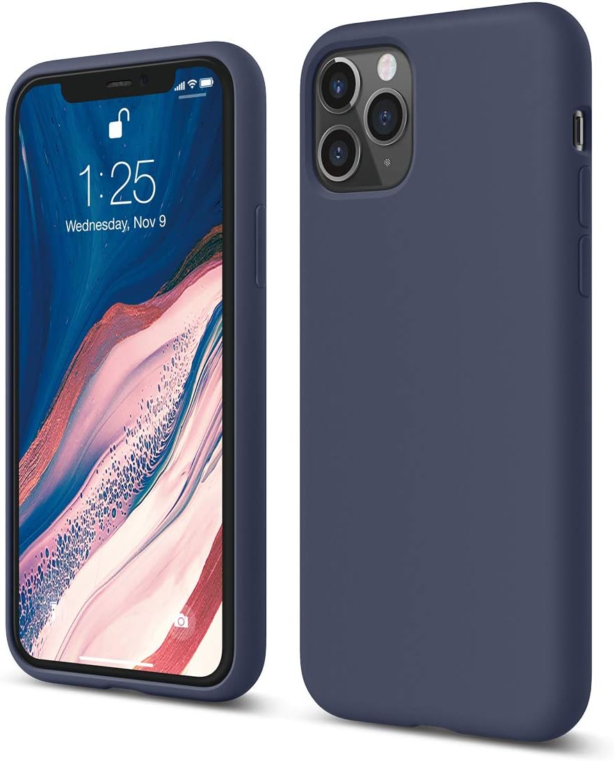 Black/Navy Blue Slim Liquid Silicone 3 Layers Full Covered Soft Gel Rubber Phone Cover Case for iPhone 11 Pro