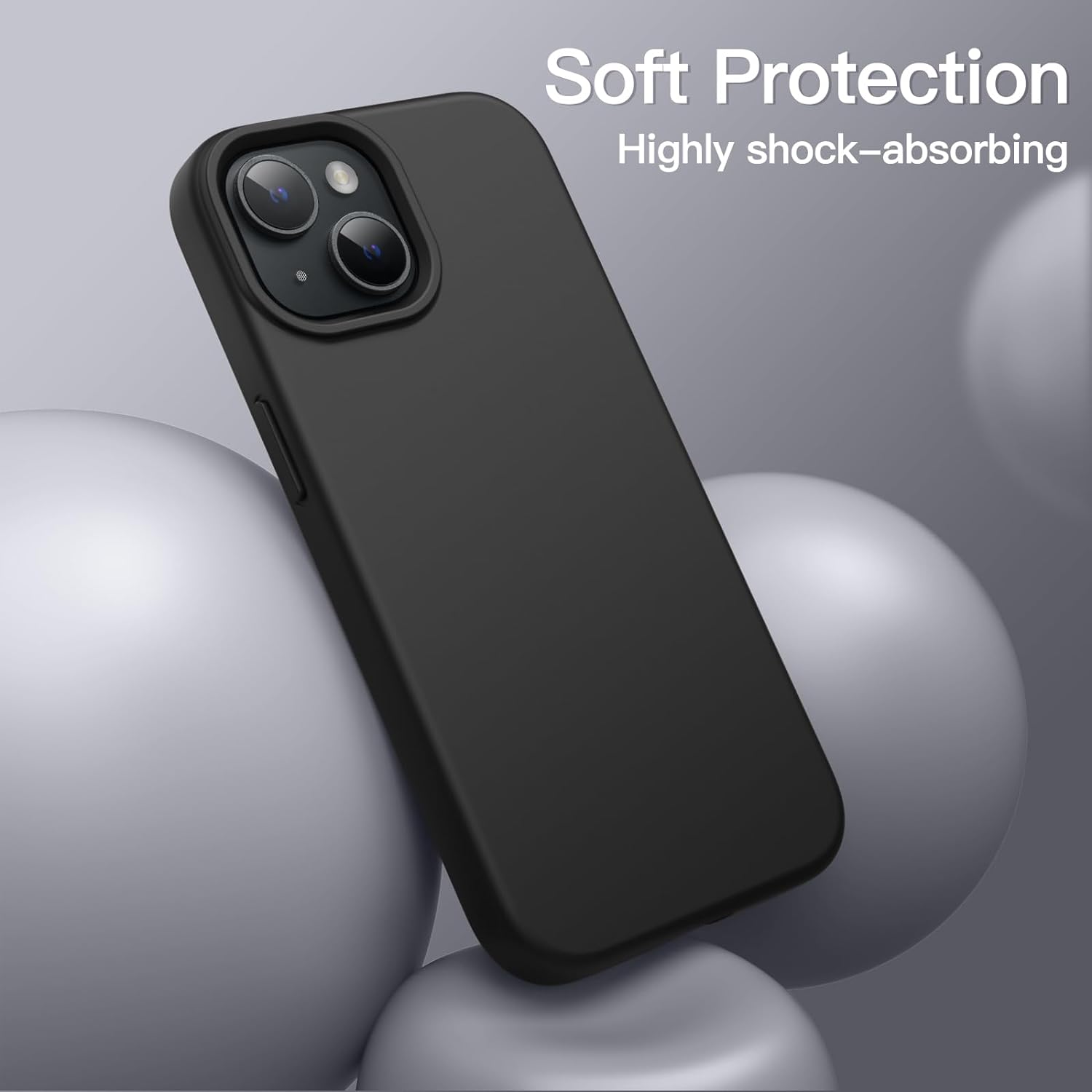 Black/Navy Blue Slim Liquid Silicone 3 Layers Full Covered Soft Gel Rubber Phone Cover Case for iPhone 13