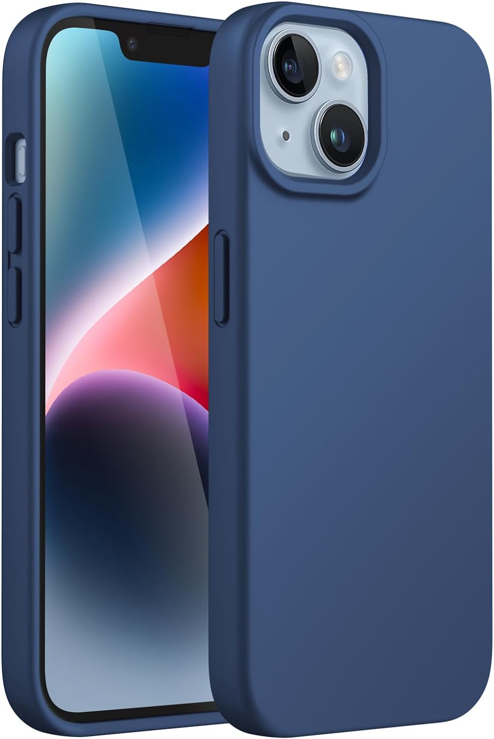 Black/Navy Blue Slim Liquid Silicone 3 Layers Full Covered Soft Gel Rubber Phone Cover Case for iPhone 13