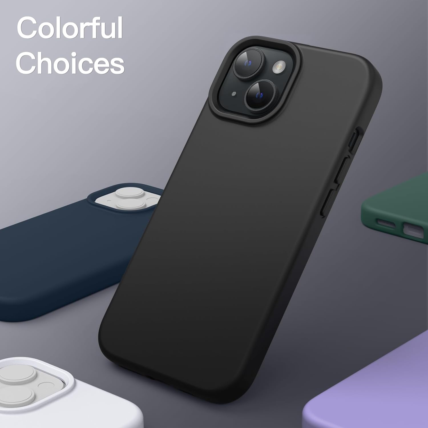 Black/Navy Blue Slim Liquid Silicone 3 Layers Full Covered Soft Gel Rubber Phone Cover Case for iPhone 13