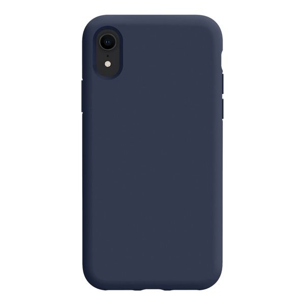 Black/Navy Blue Slim Liquid Silicone 3 Layers Full Covered Soft Gel Rubber Phone Cover Case for iPhone XR