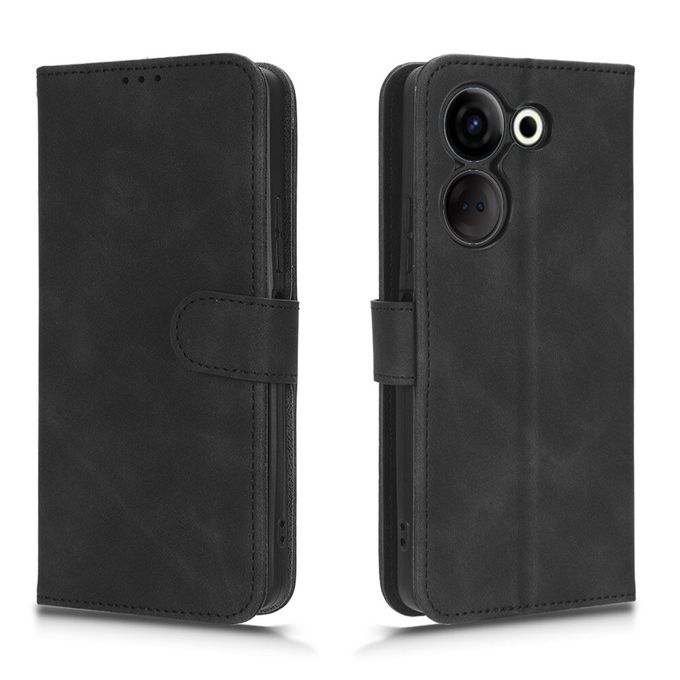 Caseme Black Wallet Retro Leather Kickstand Flip Case All-Round Protection Cover Case For Tecno Camon 20 Pro 4G (NOT 5G)