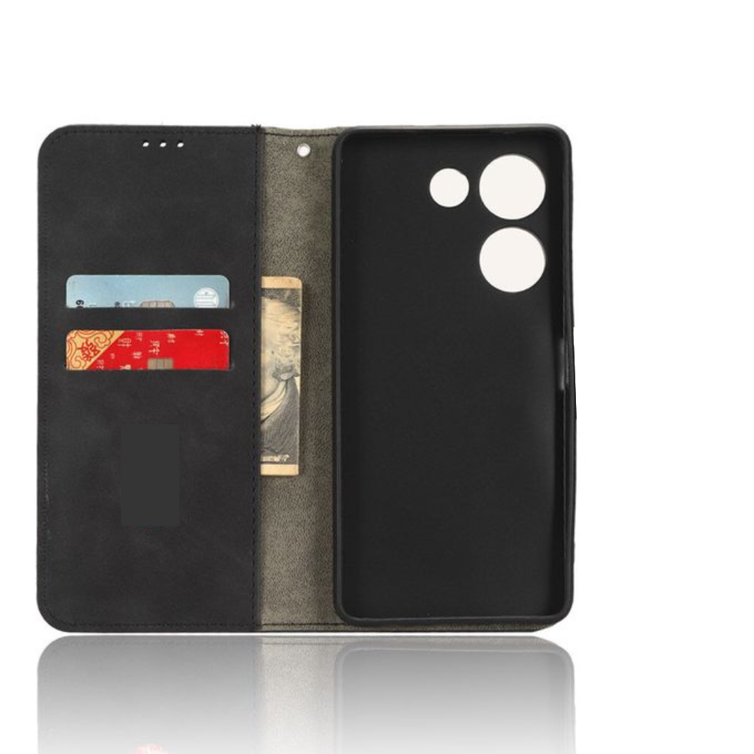 Caseme Black Wallet Retro Leather Kickstand Flip Case All-Round Protection Cover Case For Tecno Camon 20 Premier