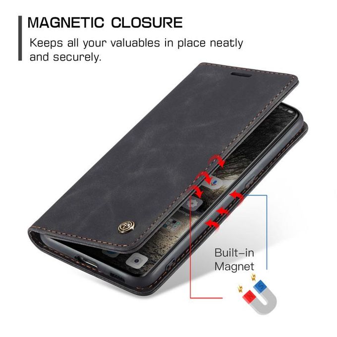 Caseme Black Wallet Retro Leather Kickstand Flip Case All-Round Protection Cover Case For Oppo Reno 8T 5G