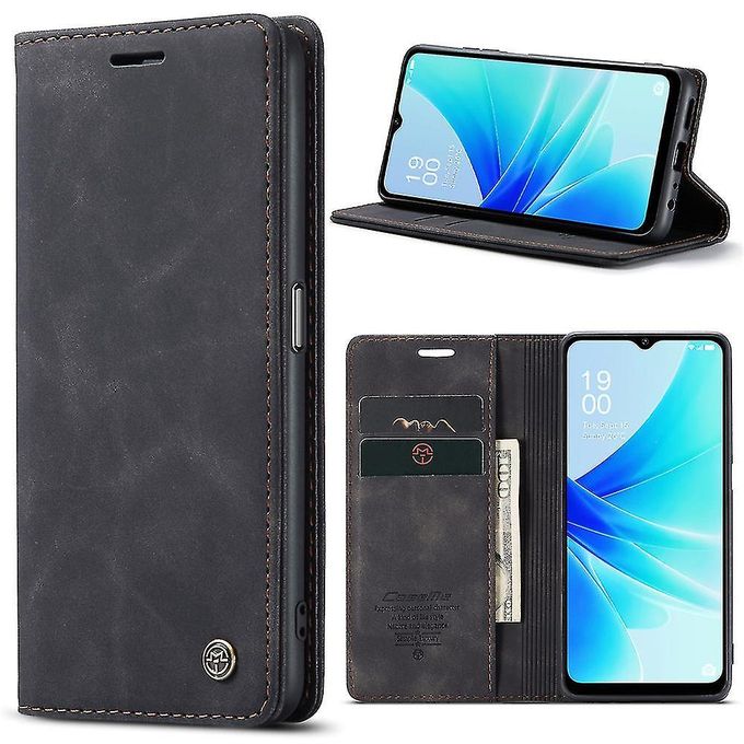 Caseme Black Wallet Retro Leather Kickstand Flip Case All-Round Protection Cover Case For Oppo A77