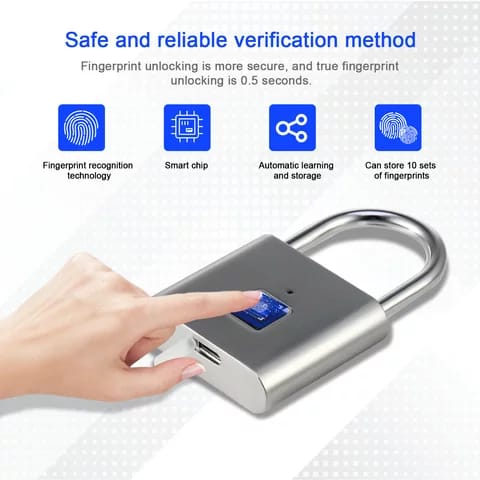 Portable antitheft fingerprint padlock