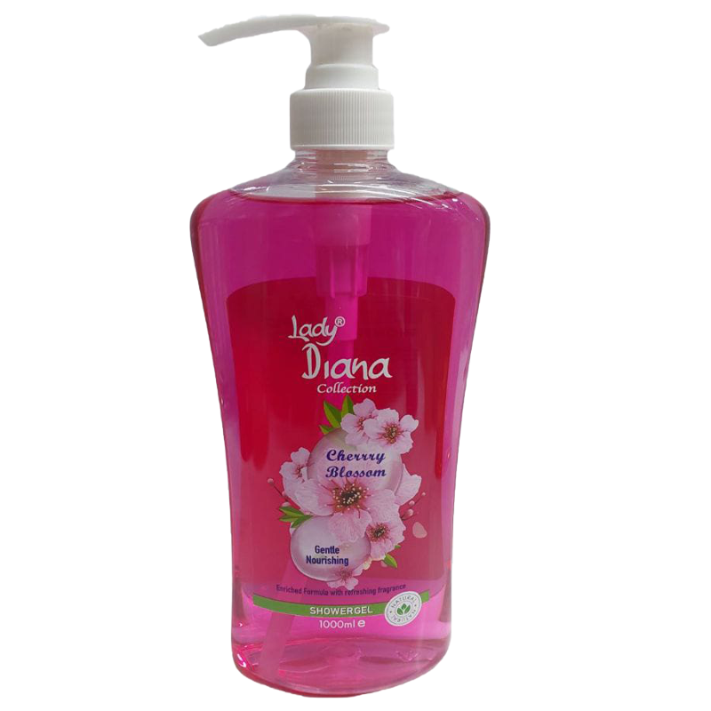 1 Litre Lady Diana Shower Gel Cherry Blossom  Bath and Shower Body Care Helps To Moisturize and Soothes The Skin Leaves The Skin Feeling Soft Gentle and Moisturized