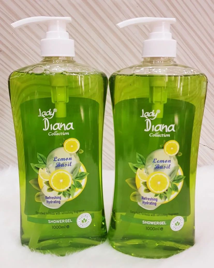 1 Litre Lady Diana Lemon Basil Shower Gel - 1000ml Bath & Shower Body Care Helps To Moisturize and Soothes The Skin Leaves The Skin Feeling Soft Gentle Body Washes