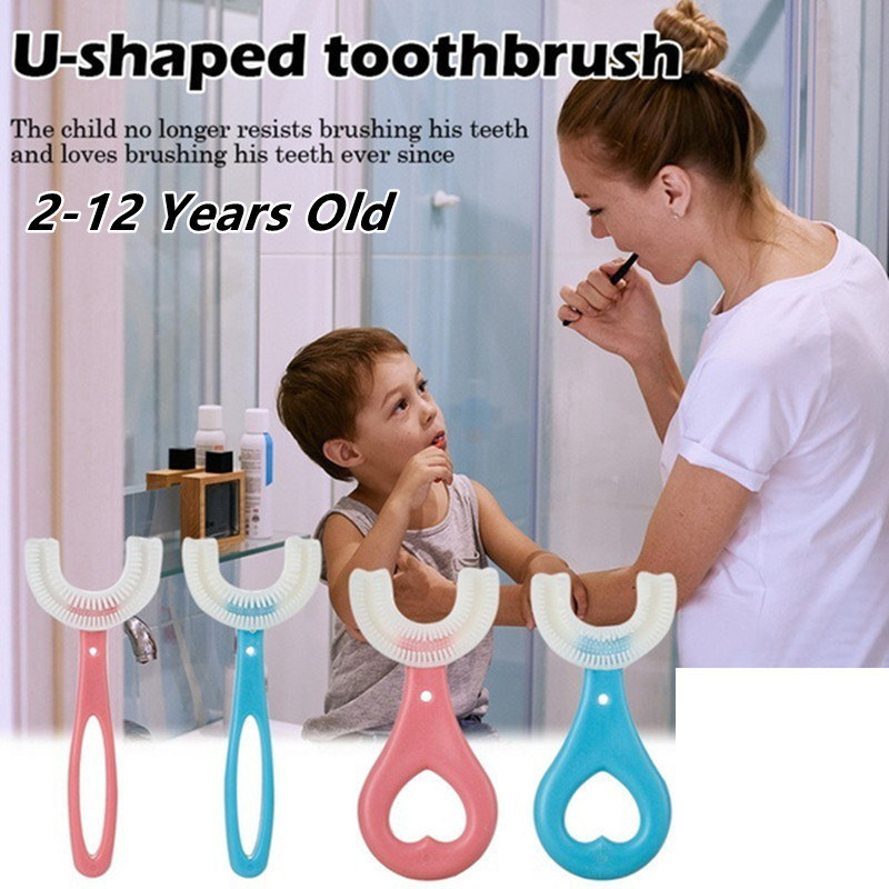 QSF Kids U-shaped Toothbrushes for 2 to 12 kids children boys fashion infant Oral clean tools baby girls kids care boy Baby products girl Children's Teeth
