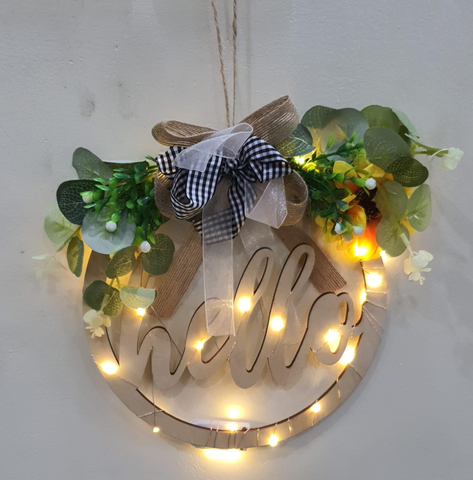 Hello LED lights decor wall hanging