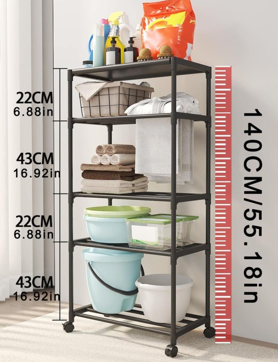 Best price for Detachable duo purpose 4 layer trolley rack Color-Black ...