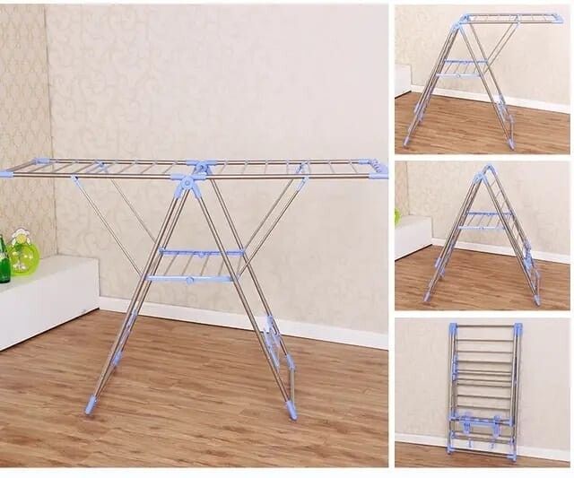 Portable Steel Clothes Hanger Drying Rack - Compact Solution for Small Spaces (Size: 136x59x93cm)