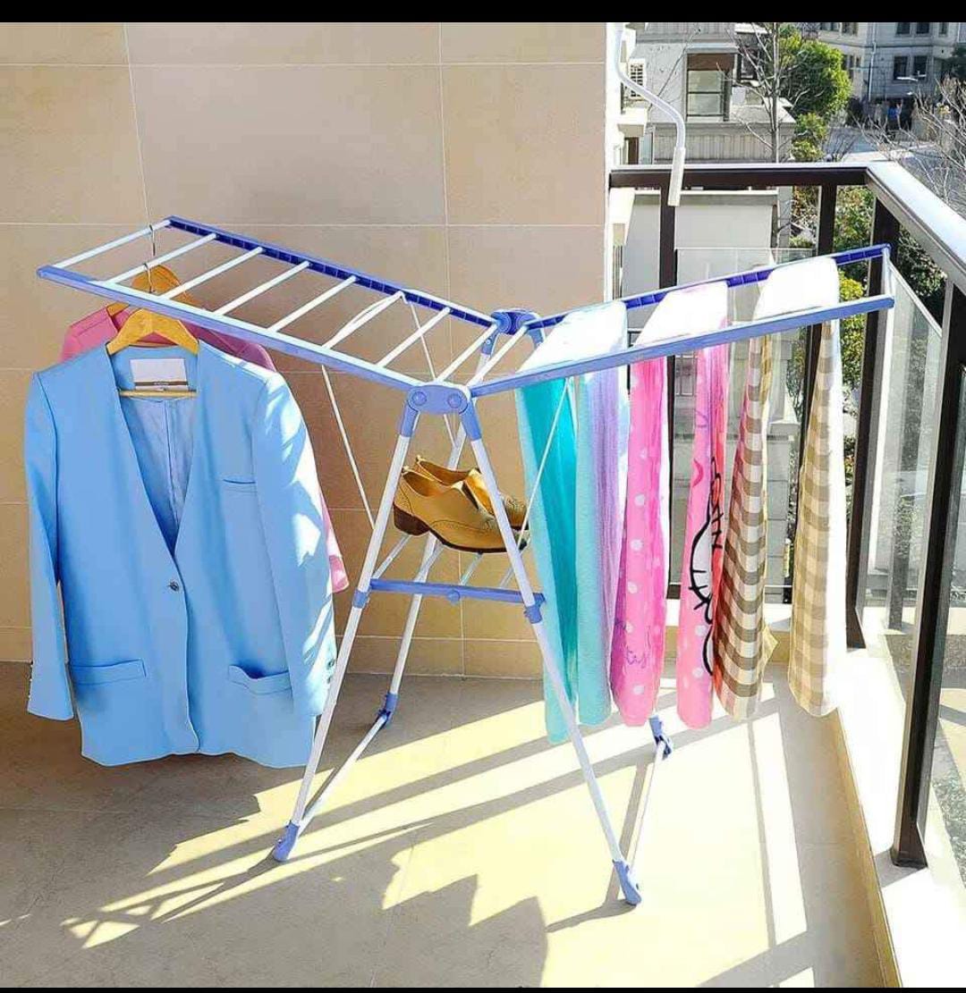 Portable Steel Clothes Hanger Drying Rack - Compact Solution for Small Spaces (Size: 136x59x93cm)