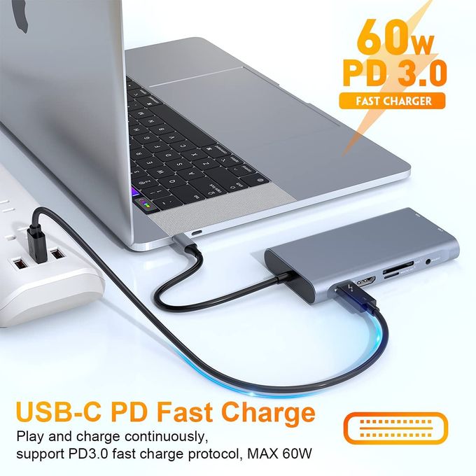 10 In 1 Type C Hub Adapter USB C Docking Station With Gigabit Ethernet