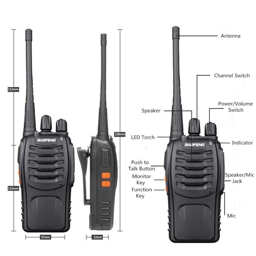 Baofeng 888S 5W Set of 2 Interphone Two-Way Walkie Talkie