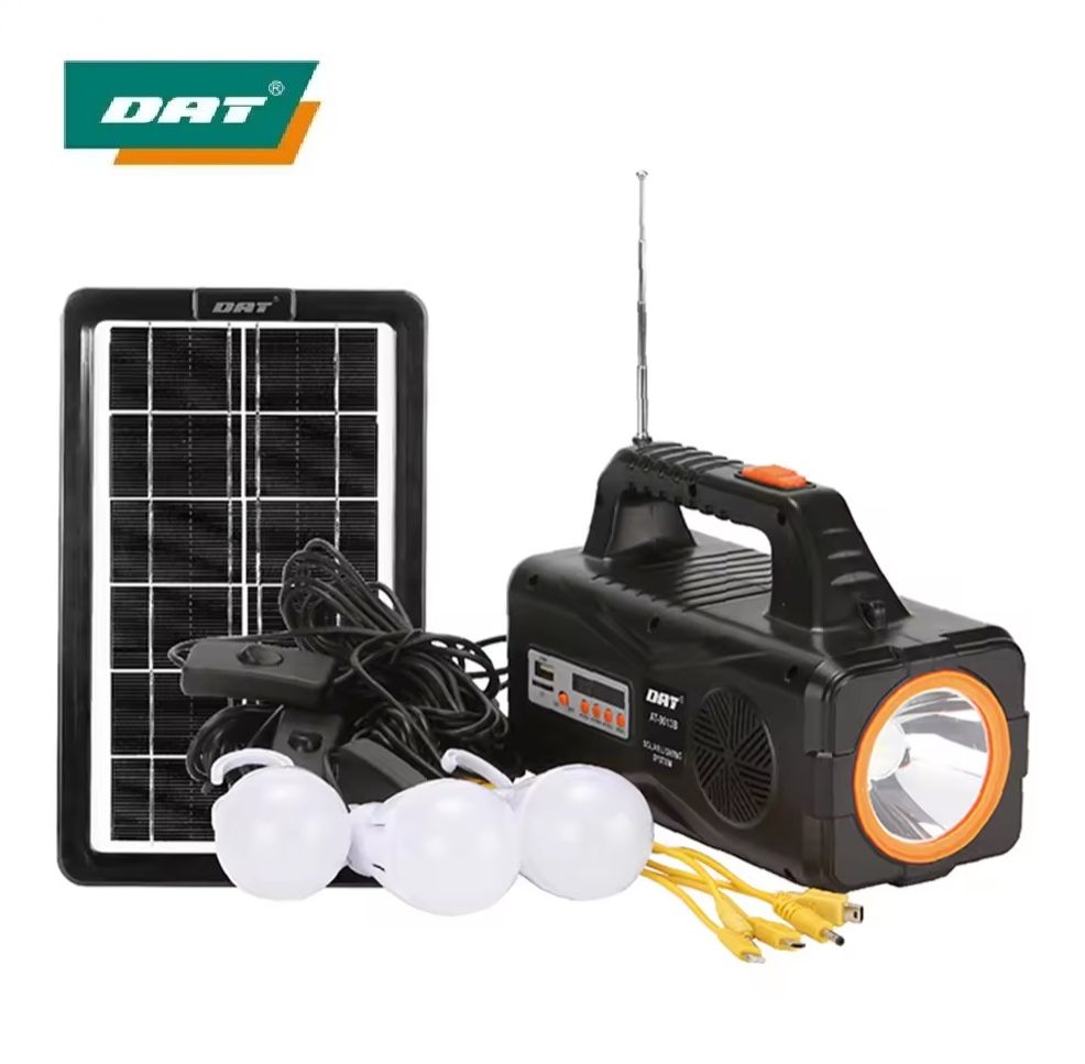 Portable Home Solar Lighting System Kits With Radio + 3 Bright BULBS