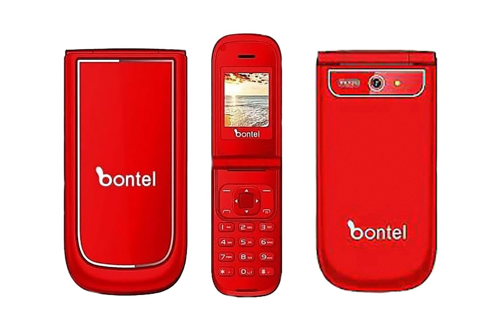Bontel A225 Mobile Phone Dual Sim Flip Phone, 1,000mAh Screen - 1.77 Red"