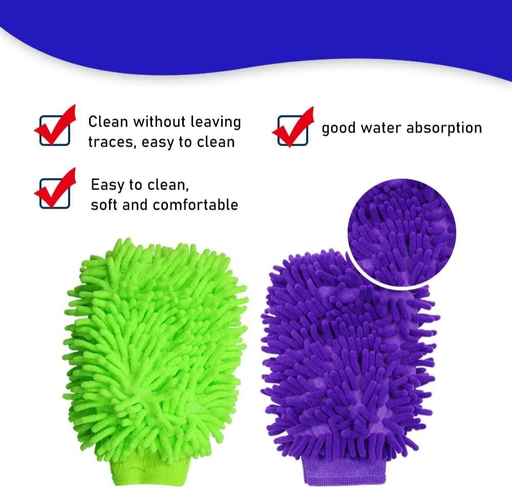 Premium Chenille Microfiber Car Wash Glove, Double Sided Scratch-Free Car Wash Mitt, Soft Car Wash Sponge, Microfiber Wash Mitt for Car Cleaning