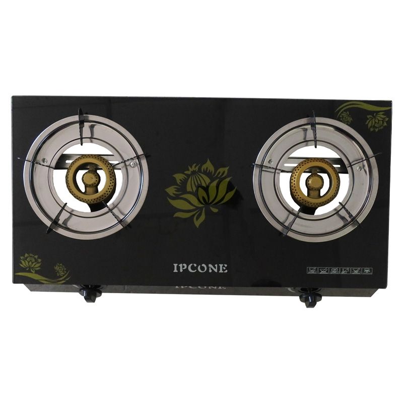 【Promotion 】Ipcone Glass Top Gas Cooker Double Burner Gas stove Auto Ignition  WITHOUT pipe and regular knob