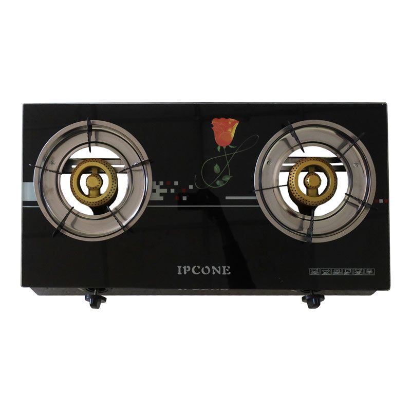 【Promotion 】Ipcone Glass Top Gas Cooker Double Burner Gas stove Auto Ignition  WITHOUT pipe and regular knob