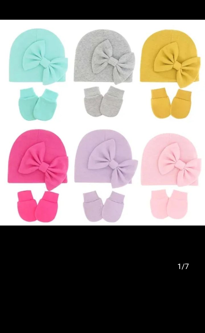 Fashion Baby Girl Cute Stretch Turban Headband Headwear with Mitten