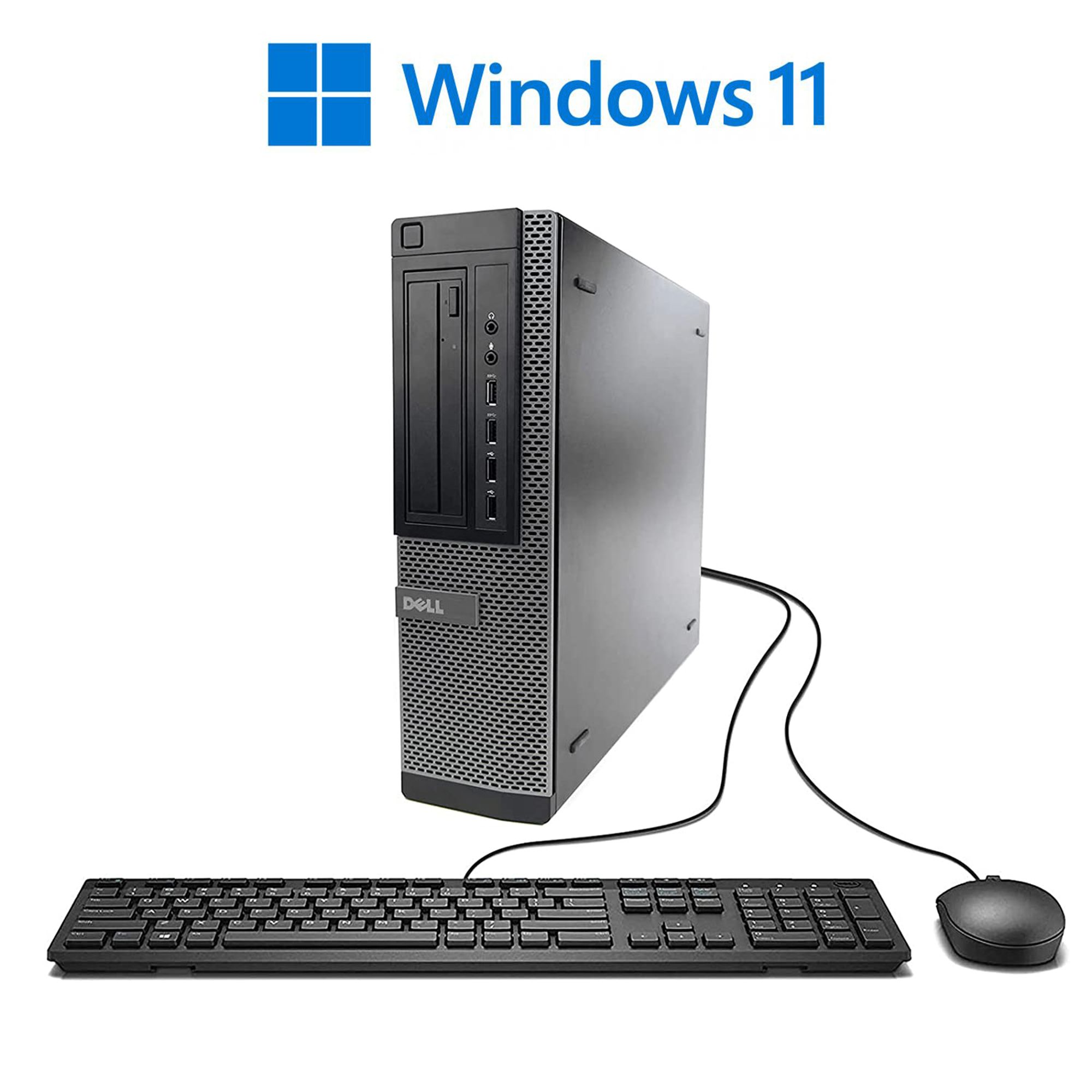(FULLSET COMPLETE DESKTOP) Refurbished Dell Optiplex 790 SFF+ 19 Inch Monitor Desktop Computer PC Intel i5 - 2400 up to 3.4GHz, 4GB DDR3 500GB HDD HDMI DVD Windows 10 Pro 64-bit Business High