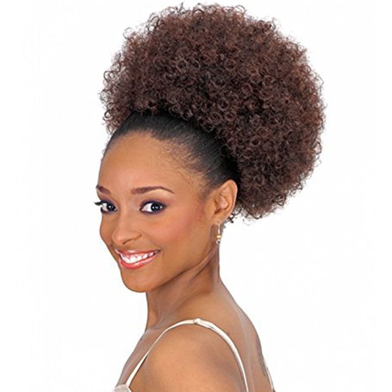 Kinky curly afro bun