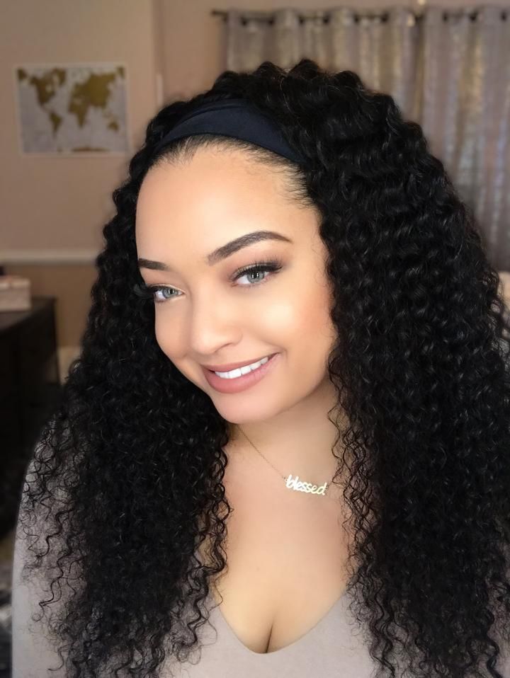 Black Curly Headband wig + Free Gift