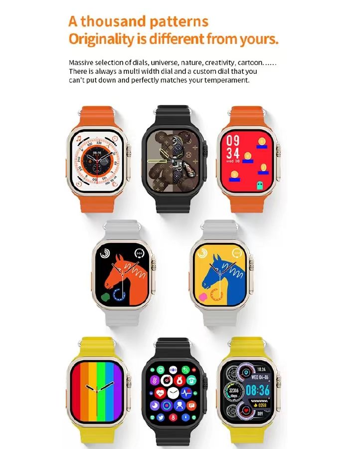 K18 New Smart Watch 2.01 inch Large Screen 8 in1 Strap Smartwatch Suit Waterproof Fitness Tracking Bluetooth Call Smartwatch
