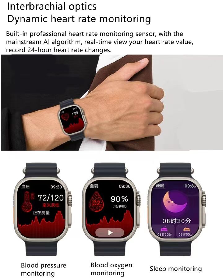 K18 New Smart Watch 2.01 inch Large Screen 8 in1 Strap Smartwatch Suit Waterproof Fitness Tracking Bluetooth Call Smartwatch