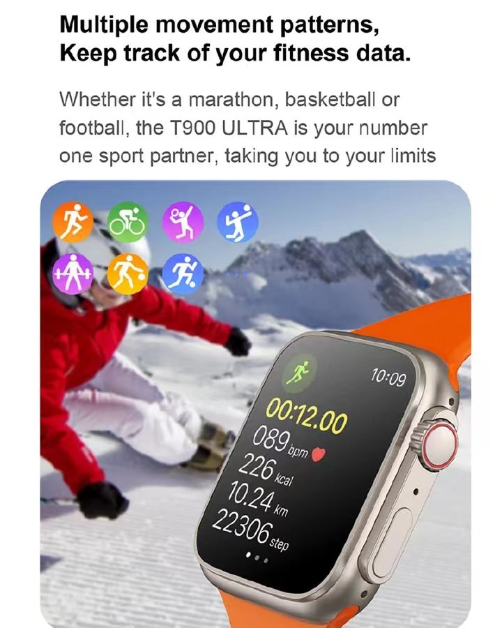 K18 New Smart Watch 2.01 inch Large Screen 8 in1 Strap Smartwatch Suit Waterproof Fitness Tracking Bluetooth Call Smartwatch