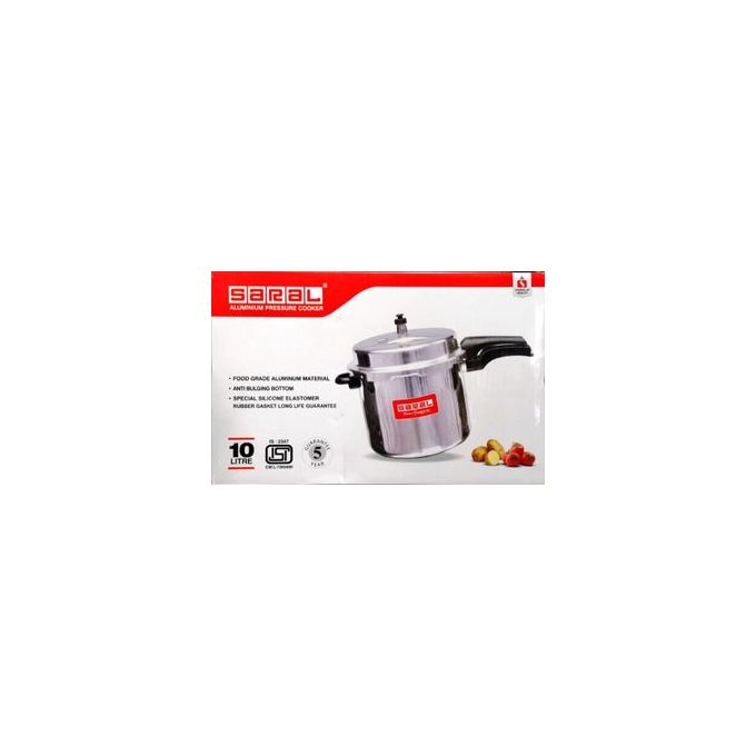 SARAL ALUMINIUM PRESSURE COOKER 10L + FREE QUALITY SPOONS